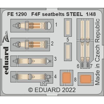 【新製品】FE1290 塗装済 1/48 F4F シートベルト (ステンレス製) (エデュアルド用)