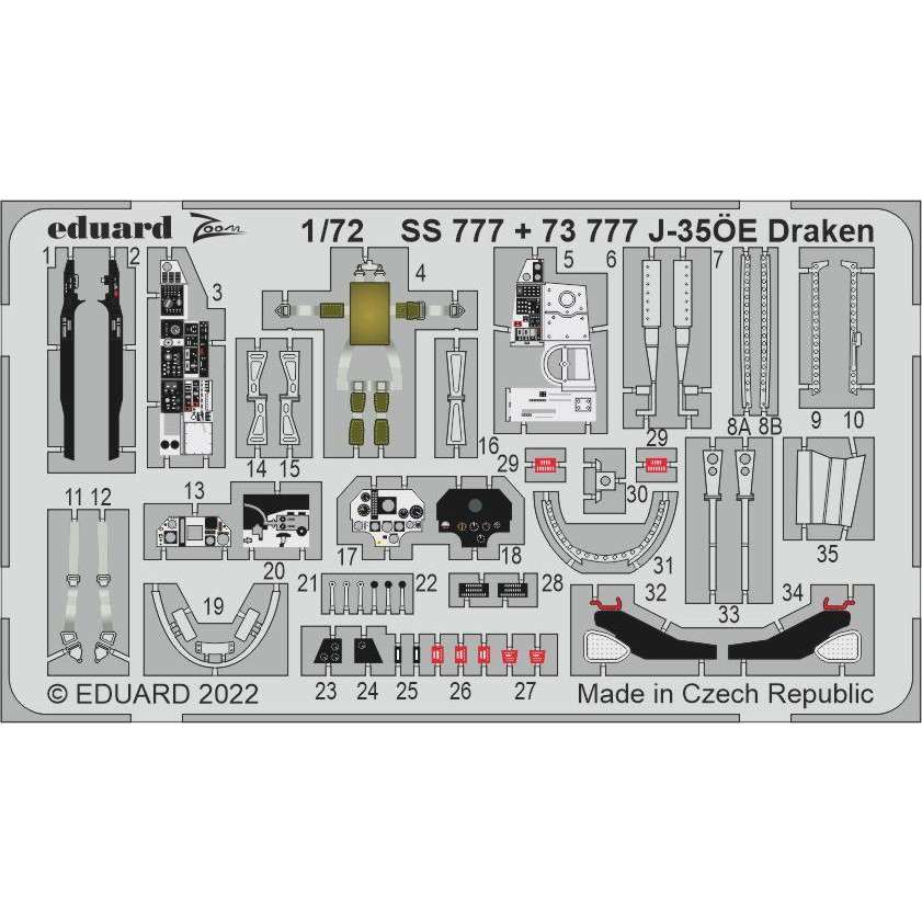 【新製品】SS777 塗装済 1/72 J-35OE ズームエッチングパーツ (ハセガワ用)