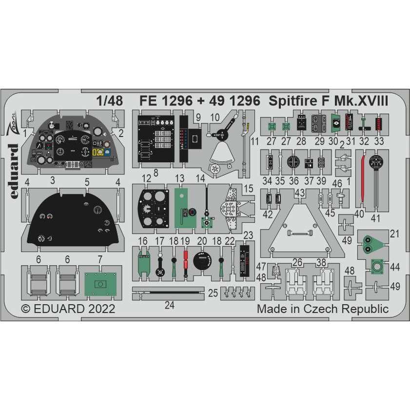 【新製品】491296 塗装済 1/48 スピットファイア F Mk.XVIII エッチングパーツ(エアフィックス用)