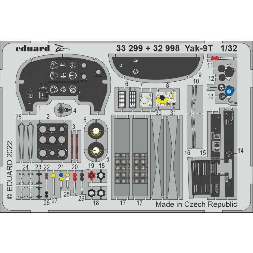 【新製品】33299 塗装済 1/32 Yak-9T ズームエッチングパーツ (ICM用)