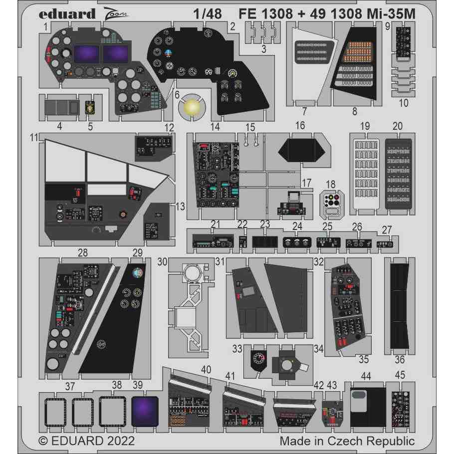 【新製品】FE1308 塗装済 1/48 ミル Mi-35M ハインド ズームエッチングパーツ (ズべズダ用)