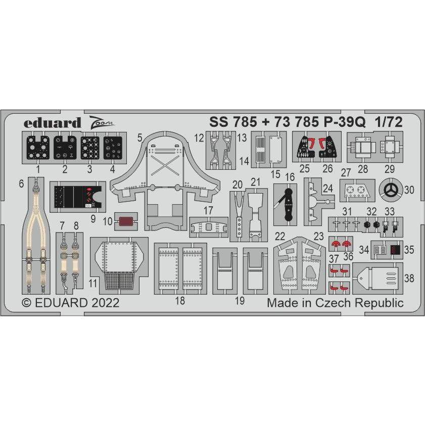 【新製品】73785 塗装済 1/72 P-39Q エッチングパーツ (アルマホビー用)