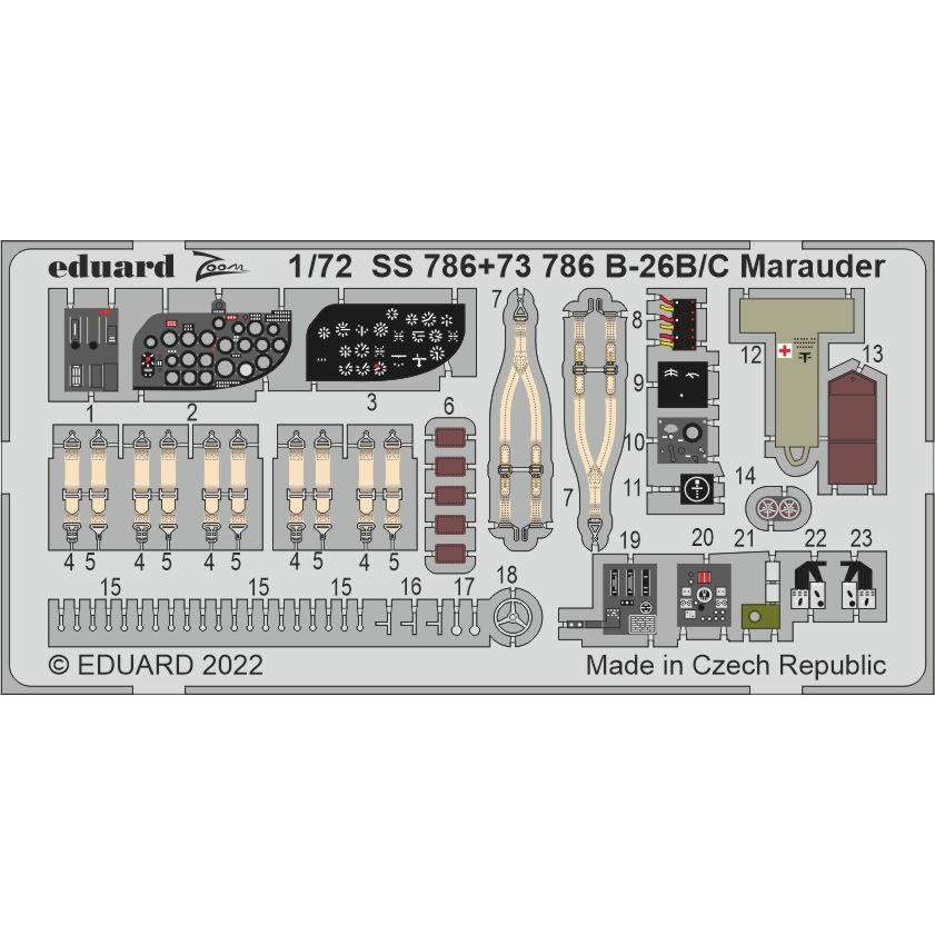 【新製品】73786 塗装済 1/72 B-26B/C 内装エッチングパーツ (ハセガワ用)