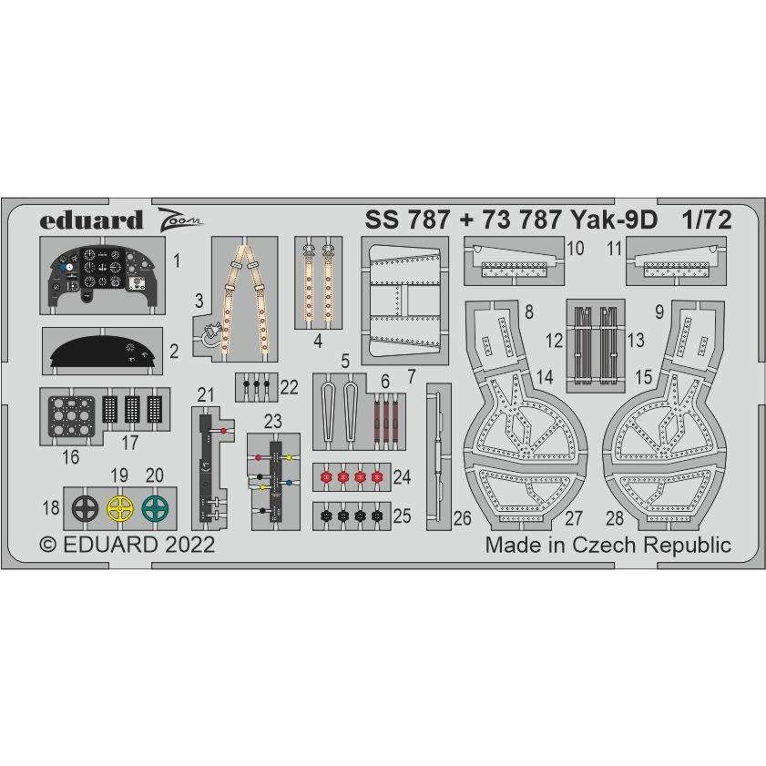 【新製品】73787 塗装済 1/72 Yak-9D エッチングパーツ (ズベズダ用)