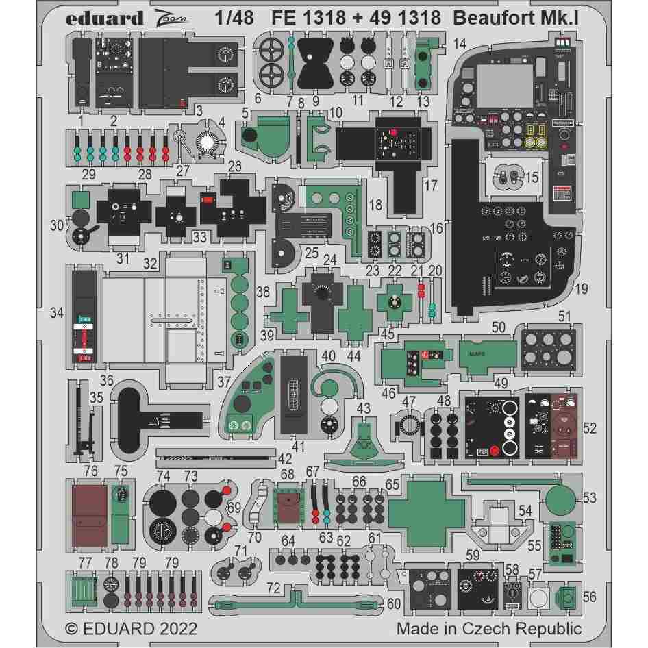 【新製品】491318 塗装済 1/48 ボーフォート Mk.I エッチングパーツ (ICM用)