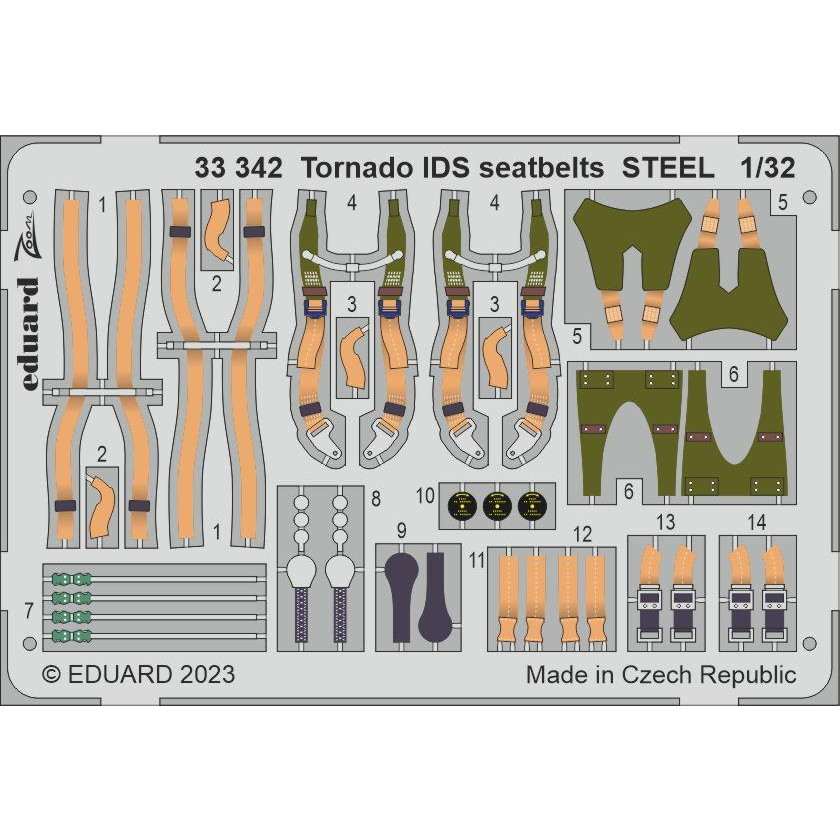 【新製品】33342 塗装済 1/32 トーネード IDS シートベルト (ステンレス製) (イタレリ用)