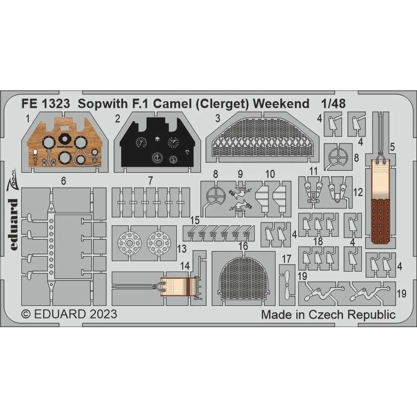 【新製品】FE1323 塗装済 1/48 ソッピース F.1 キャメル (クレルジェ) ズームエッチングパーツ (エデュアルド用)