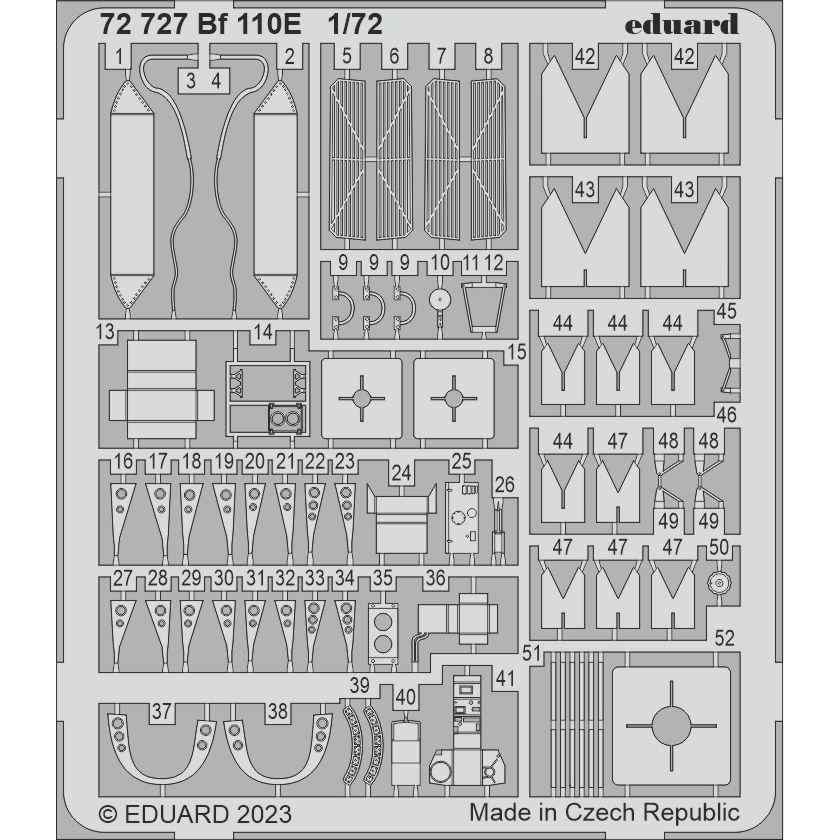 【新製品】72727 1/72 メッサーシュミット Bf110E エッチングパーツ (エデュアルド用)