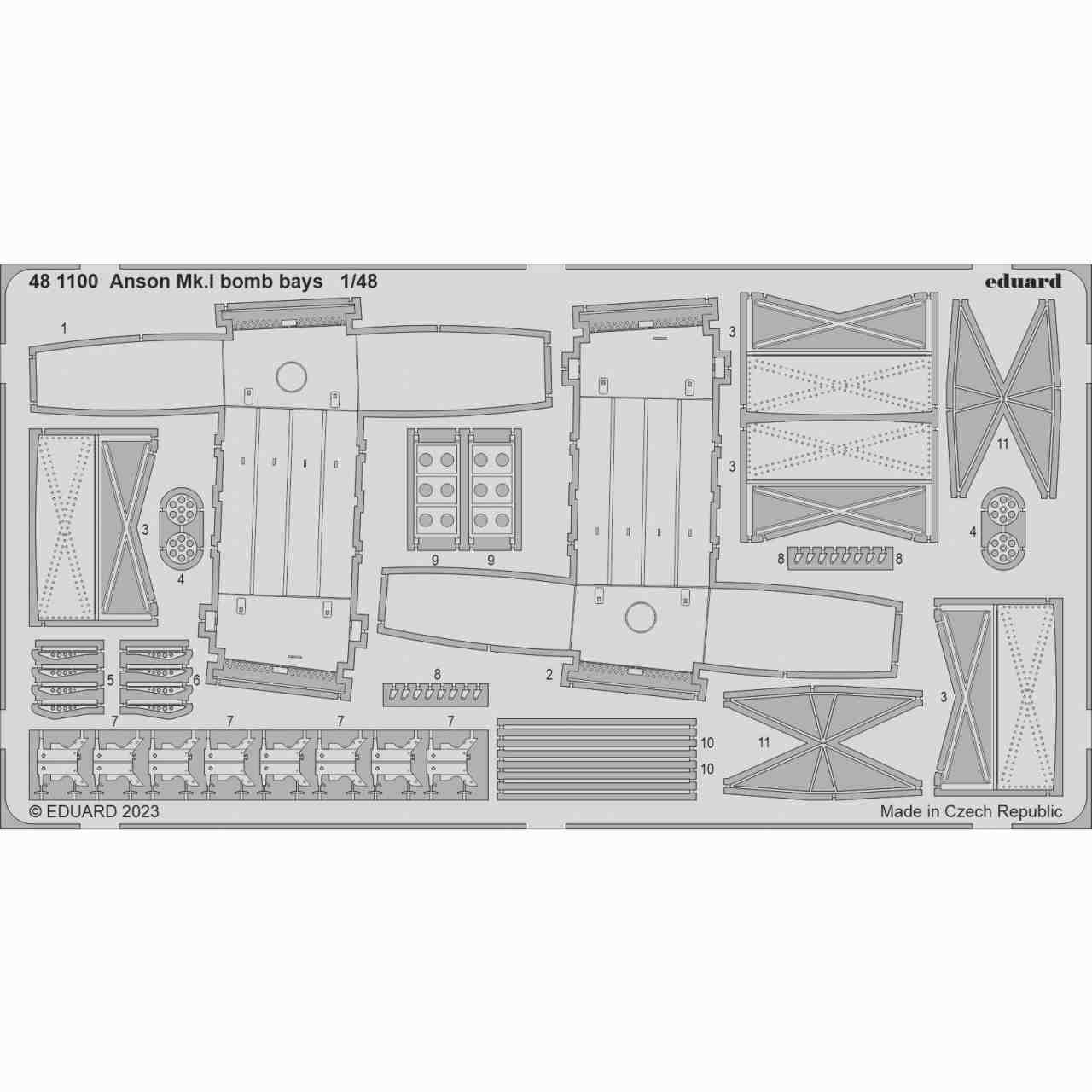 【新製品】481100 1/48 アブロ アンソン Mk.I 爆弾槽 エッチングパーツ(エアフィックス用)