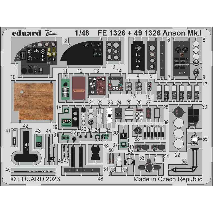 【新製品】FE1326 塗装済 /48 アブロ アンソン Mk.I ズームエッチングパーツ(エアフィックス用)