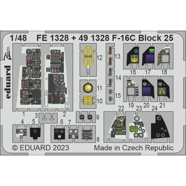 【新製品】FE1328 塗装済 1/48 F-16C ブロック25 ズームエッチングパーツセット(キネティック用)