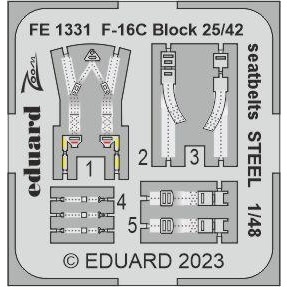 【新製品】FE1331 塗装済 1/48 F-16C ブロック25/42 シートベルト (ステンレス製)(キネティック用)