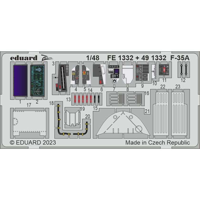 【新製品】FE1332 塗装済 1/48 F-35A ライトニングII ズームエッチングパーツ (タミヤ用)