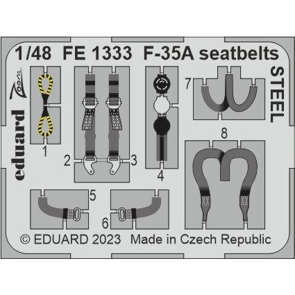 【新製品】FE1333 塗装済 1/48 F-35A ライトニングII シートベルト (ステンレス製) (タミヤ用)