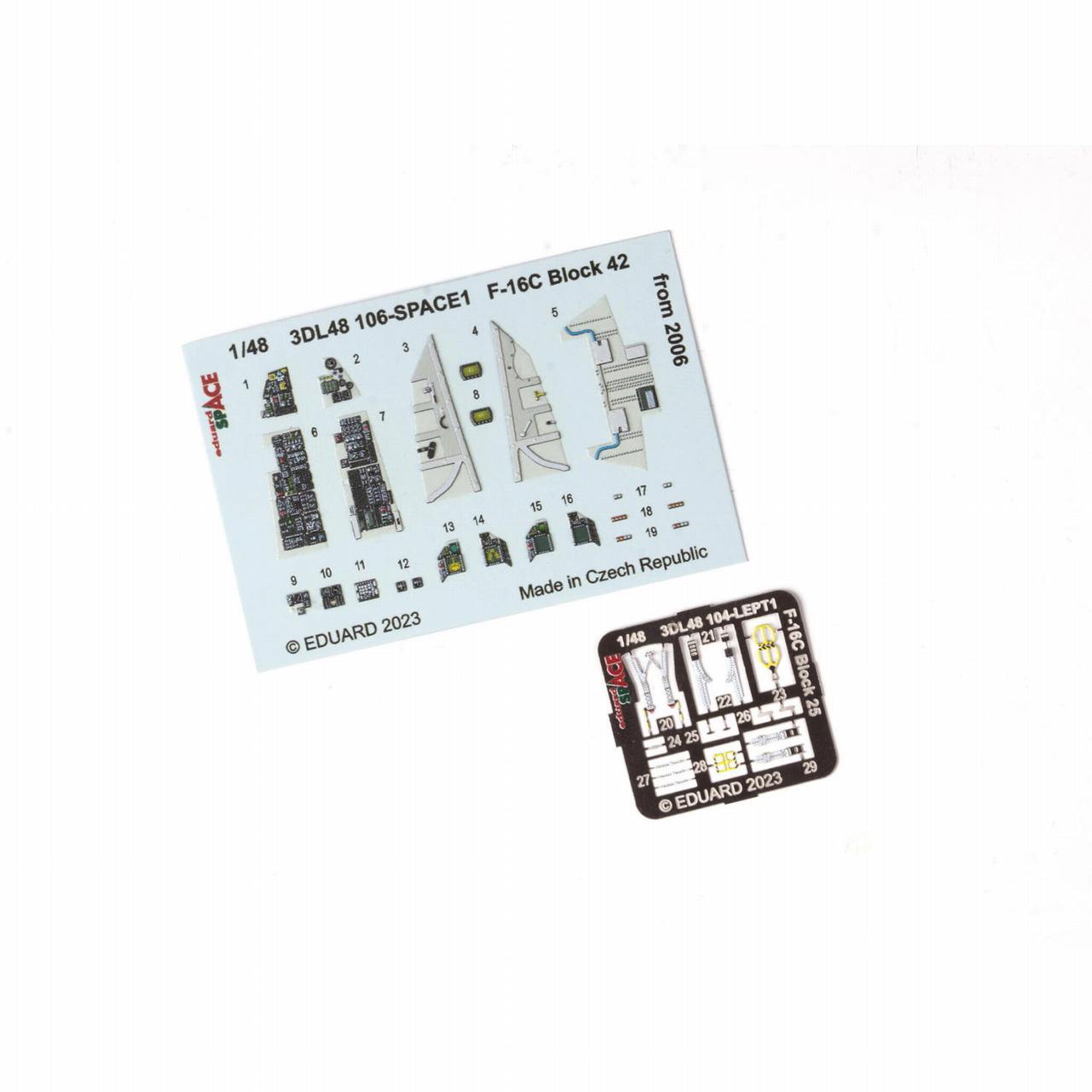 【新製品】3DL48106 1/48 F-16C ブロック42 (2006年-) ｢スペース｣ 内装3Dデカールw/エッチングパーツセット (キネティック用)