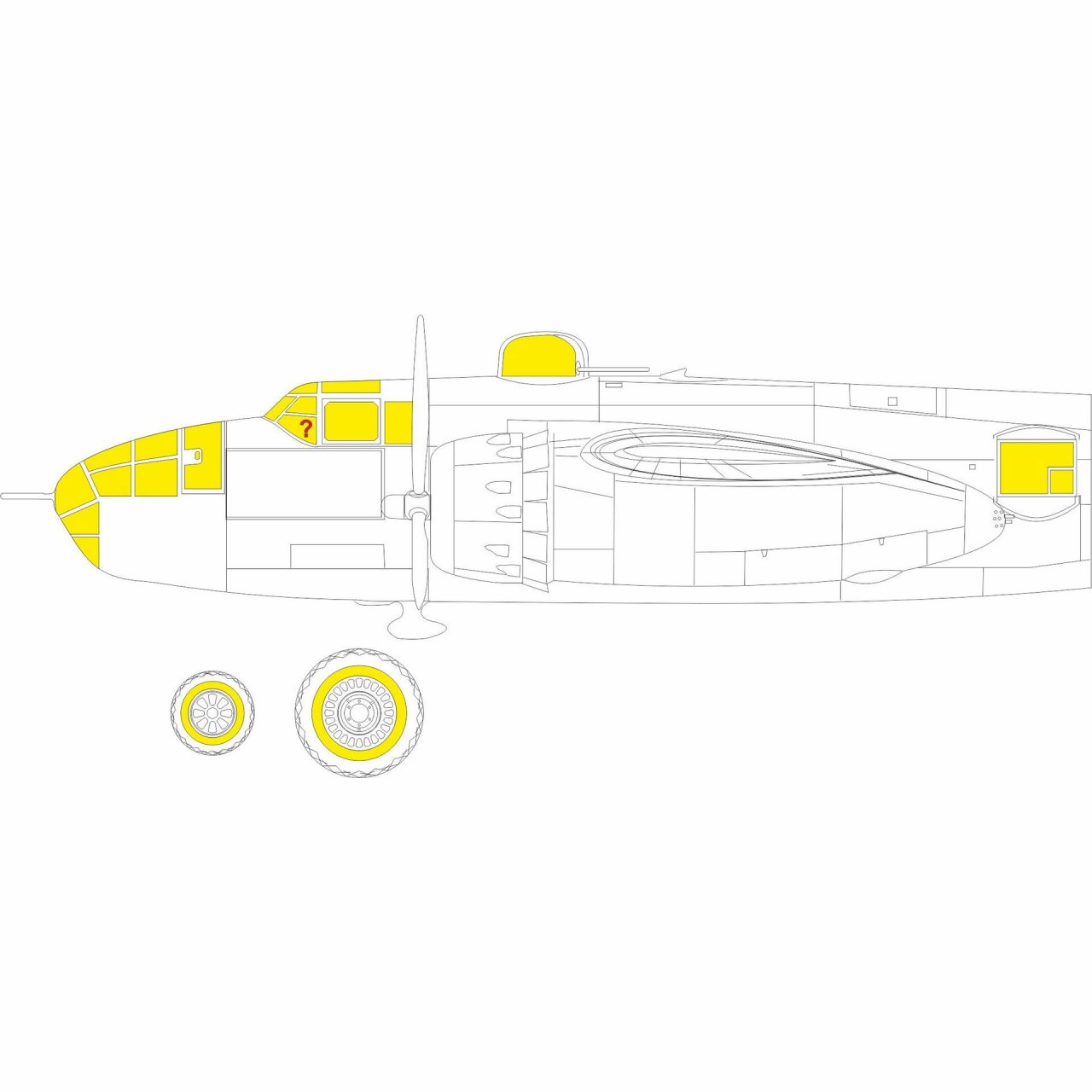 【新製品】EX925 1/48 ノースアメリカン B-25J ミッチェル ｢グラスノーズ｣ 塗装マスクシール (HKモデル用)
