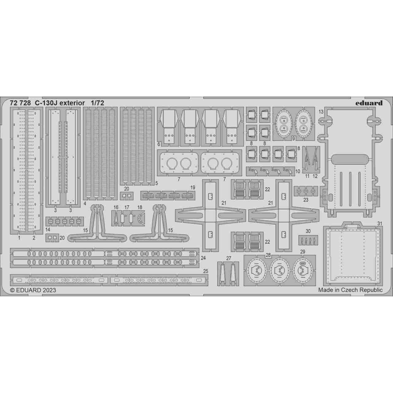 【新製品】72728 1/72 ロッキード C-130J ハーキュリーズ 外装エッチングパーツ (ズべズダ用)