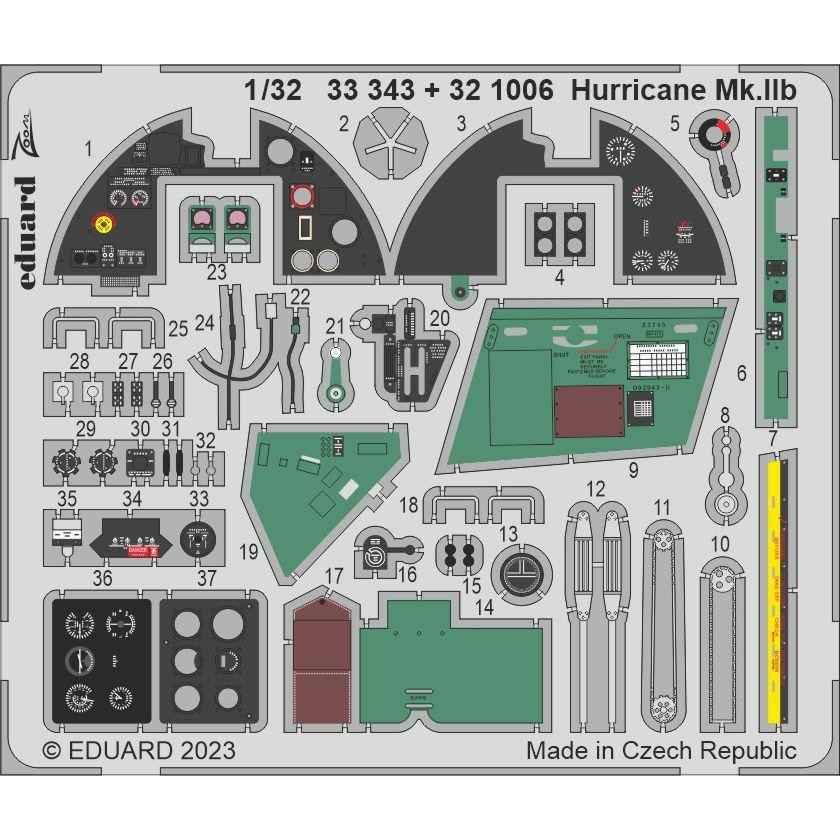【新製品】321006 塗装済 1/32 ホーカー ハリケーン Mk.IIb エッチングパーツ (レベル用)