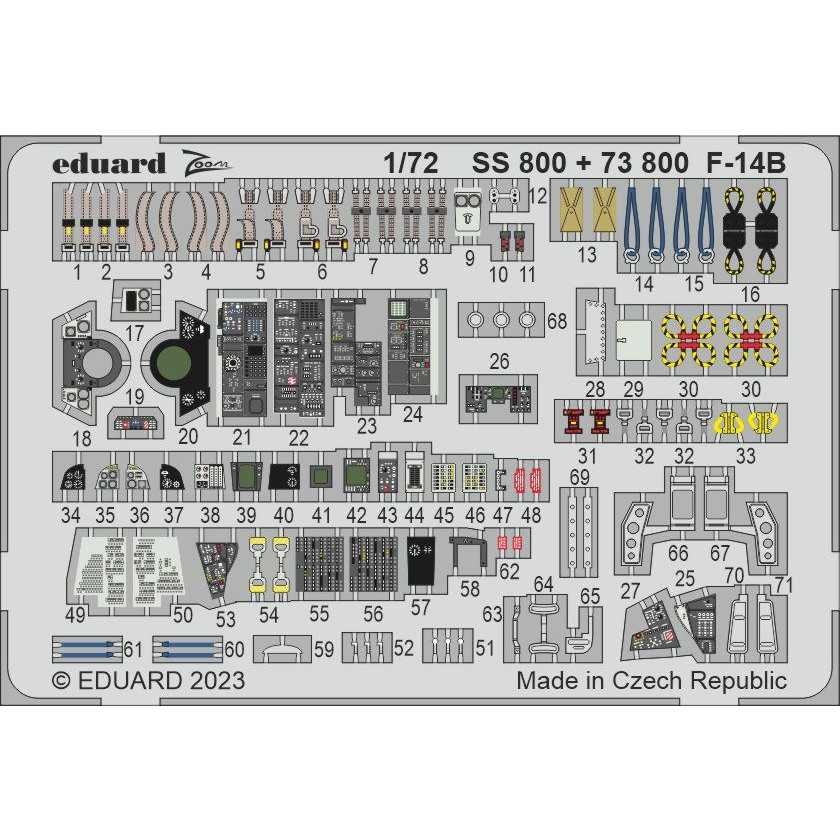 【新製品】73800 塗装済 /72 グラマン F-14B トムキャット エッチングパーツ (アカデミー用)