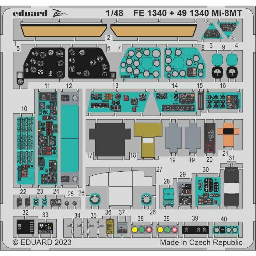 【新製品】FE1340 塗装済 1/48 ミル Mi-8MT ヒップ ズームエッチングパーツ (ズべズダ用)