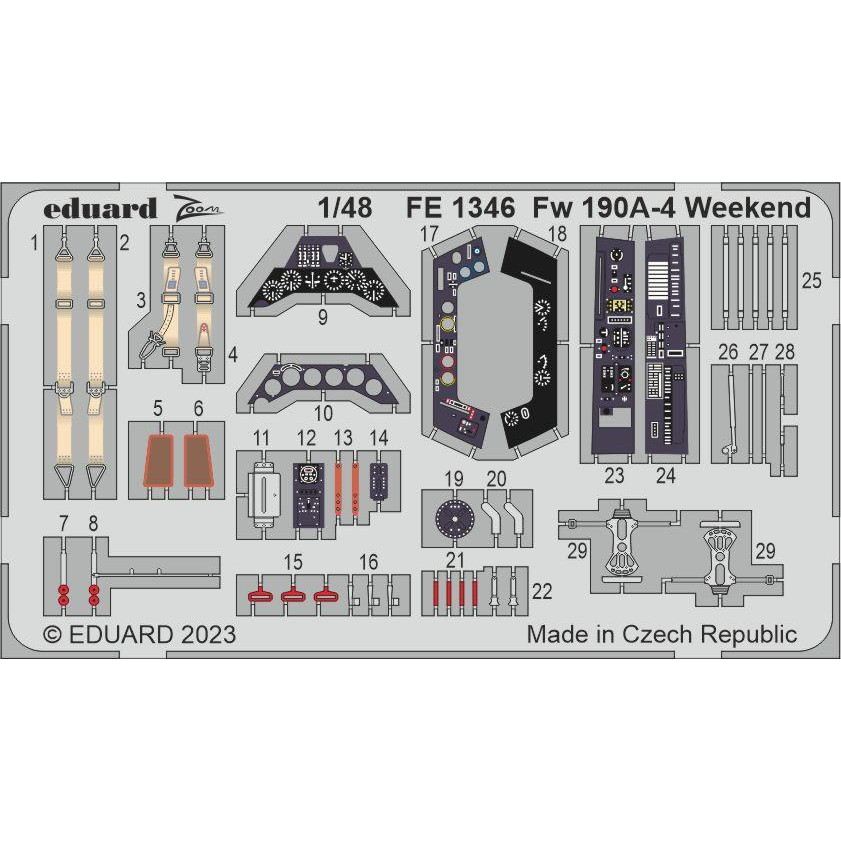 【新製品】FE1346 塗装済 1/48 フォッケウルフ Fw190A-4 ウィークエンドズームエッチングパーツ(エデュアルド用)