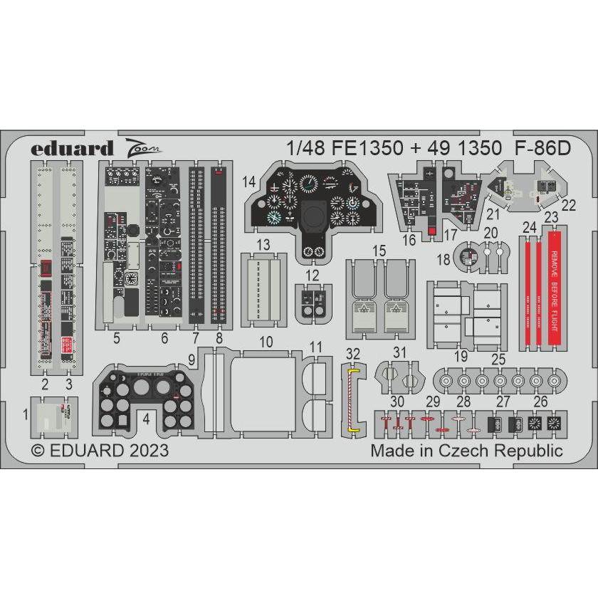 【新製品】491350 塗装済 1/48 F-86D セイバードッグ エッチングパーツ (レベル用)