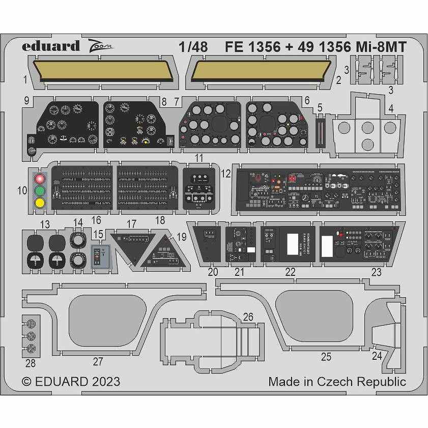 【新製品】FE1356 塗装済 1/48 Mi-8MT ズームエッチングパーツ (トランぺッター用)