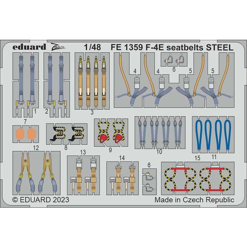 【新製品】FE1359 塗装済 1/48 F-4E シートベルト (ステンレス製) (モンモデル用)