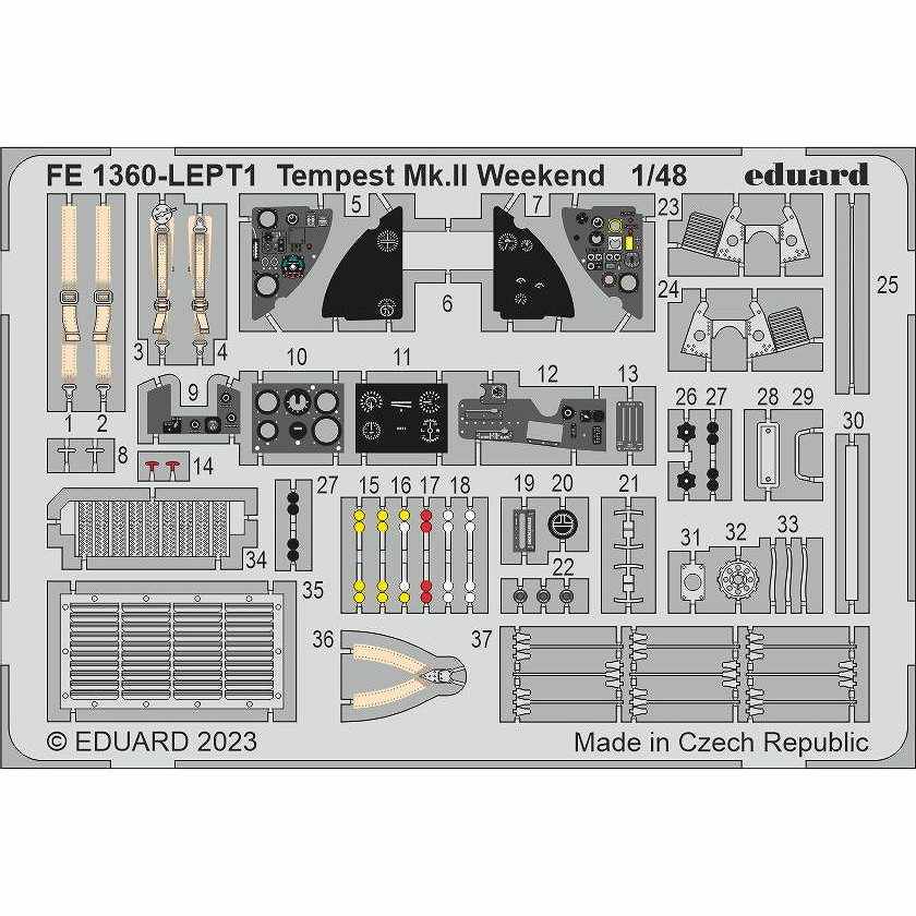 【新製品】FE1360 塗装済 1/48 ホーカー テンペスト Mk.II ズームエッチングパーツ(エデュアルド用)