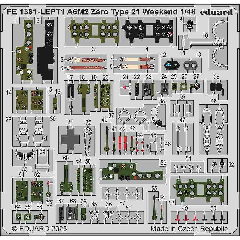 【新製品】FE1361 塗装済 1/48 零戦21型 ズームエッチングパーツ (エデュアルド用)