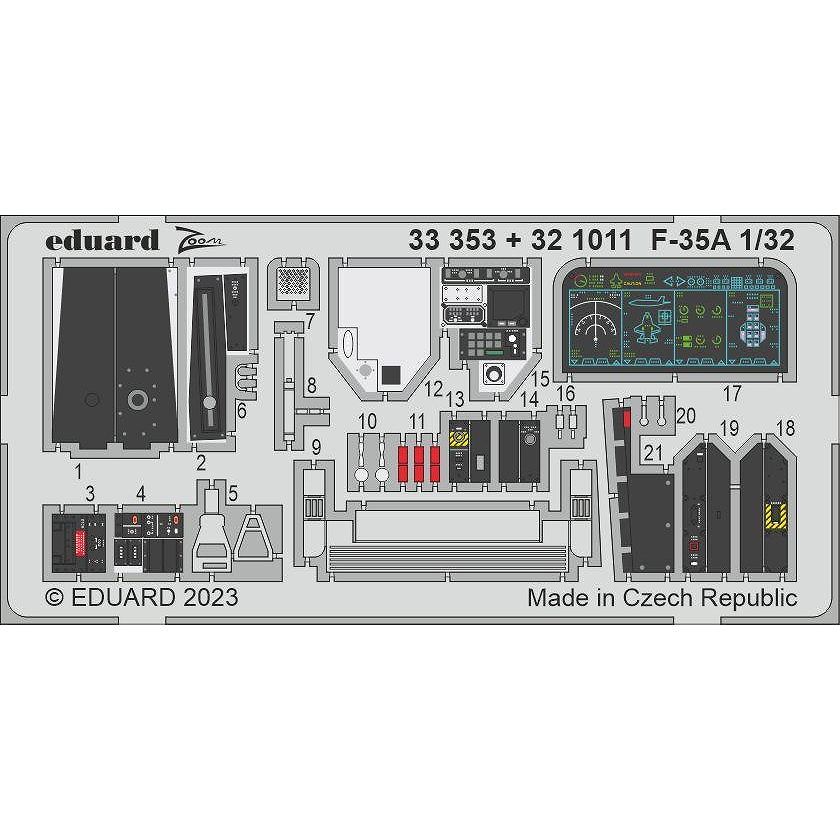 【新製品】33353 塗装済 1/32 F-35A ズームエッチングパーツ (トランぺッター用)