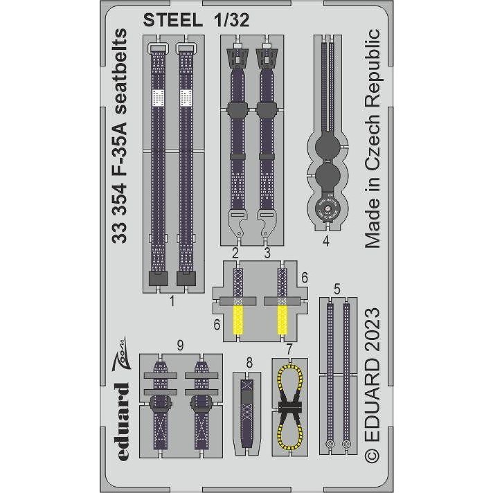 【新製品】33354 塗装済 1/32 F-35A シートベルト (ステンレス製) (トランぺッター用)