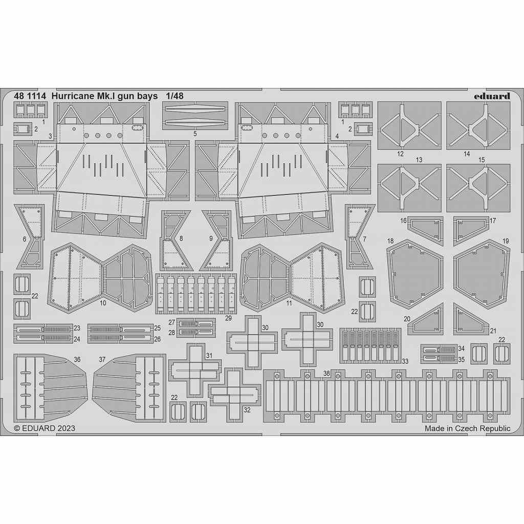 【新製品】481114 1/48 ホーカー ハリケーン Mk.I ガンベイエッチングパーツ(ホビーボス用)