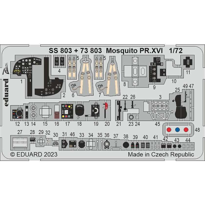 【新製品】73803 塗装済 1/72 モスキート PR.XVI エッチングパーツ (エアフィックス用)