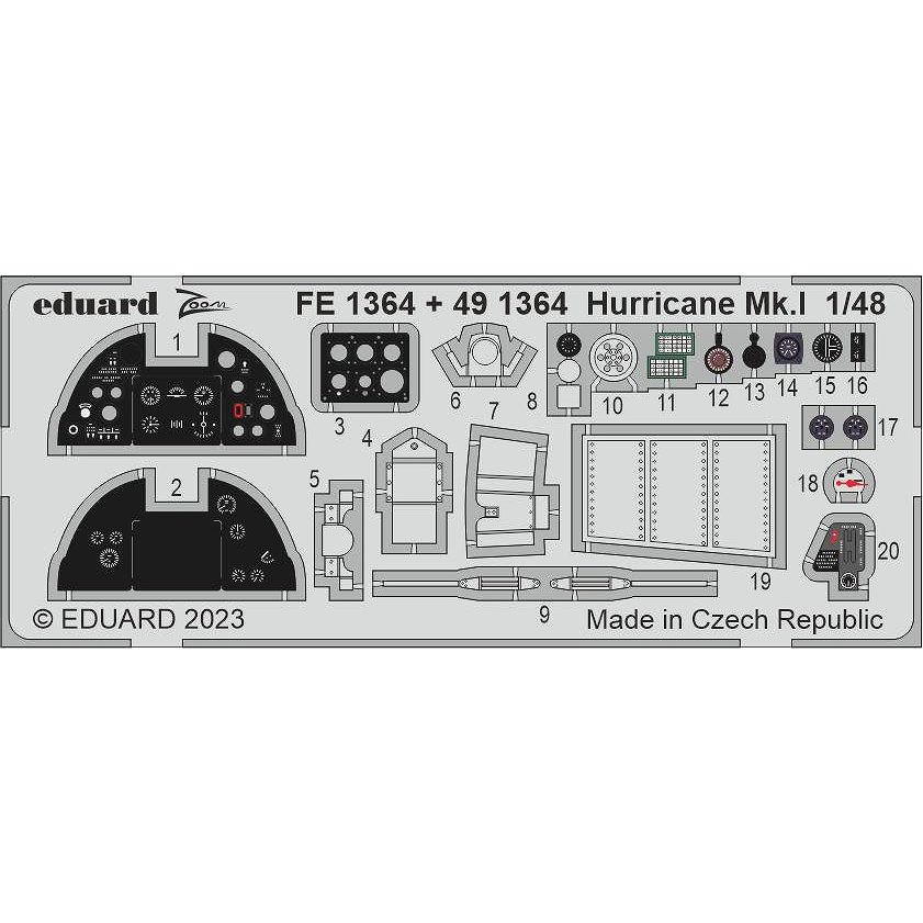 【新製品】FE1364 塗装済 1/48 ホーカー ハリケーン Mk.I ズームエッチングパーツ(ホビーボス用)