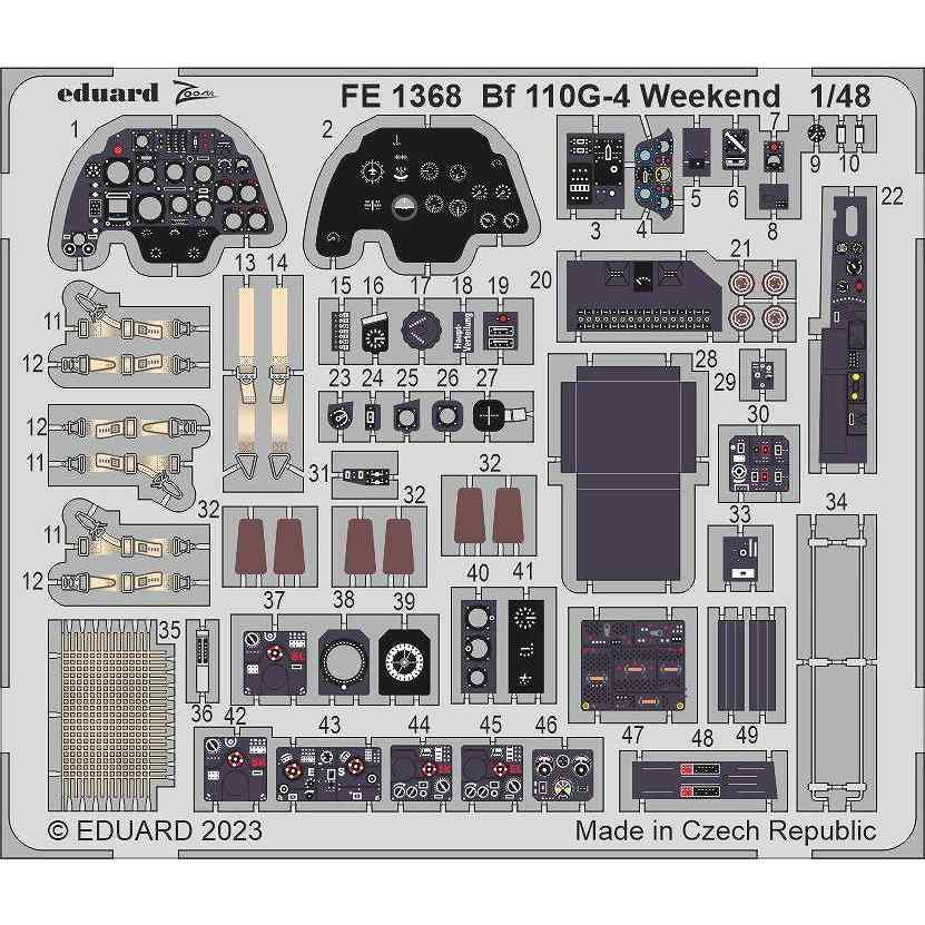 【新製品】FE1368 塗装済 1/48 Bf110G-4 ズームエッチングパーツ (エデュアルド用)