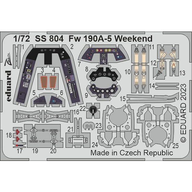 【新製品】SS804 塗装済 1/72 Fw190A-5 ズームエッチングパーツ (エデュアルド用)