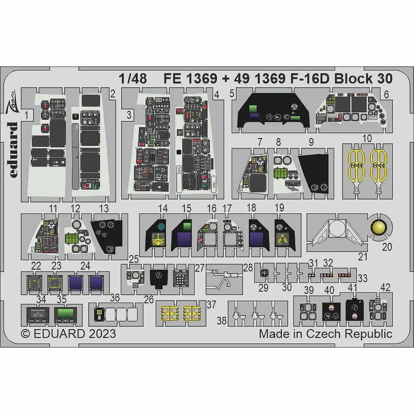 【新製品】FE1369 塗装済 1/48 F-16D ブロック30 ズームエッチングパーツ(キネティック用)