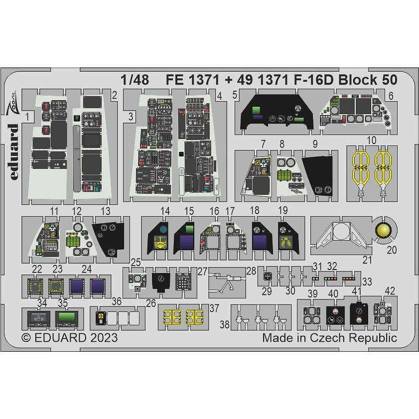 【新製品】FE1371 塗装済 1/48 F-16D ブロック50 ズームエッチングパーツ(キネティック用)