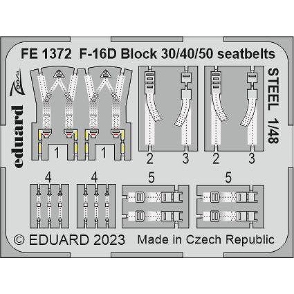 【新製品】FE1372 塗装済 1/48 F-16D ブロック30/40/50 シートベルト (ステンレス製)(キネティック用)