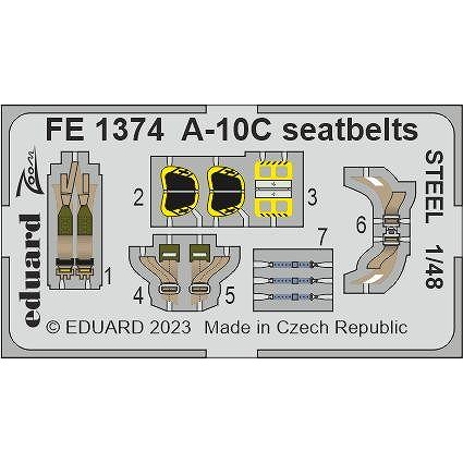 【新製品】FE1374 塗装済 1/48 A-10C シートベルト (ステンレス製) (アカデミー用)