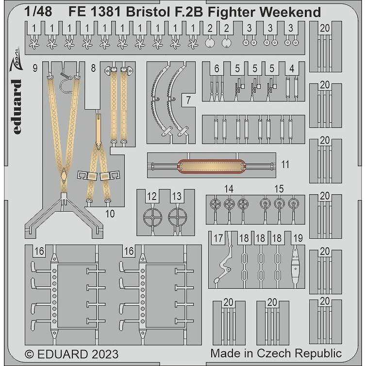【新製品】FE1381 塗装済 1/48 ブリストル F.2B ズームエッチングパーツ (エデュアルド用)