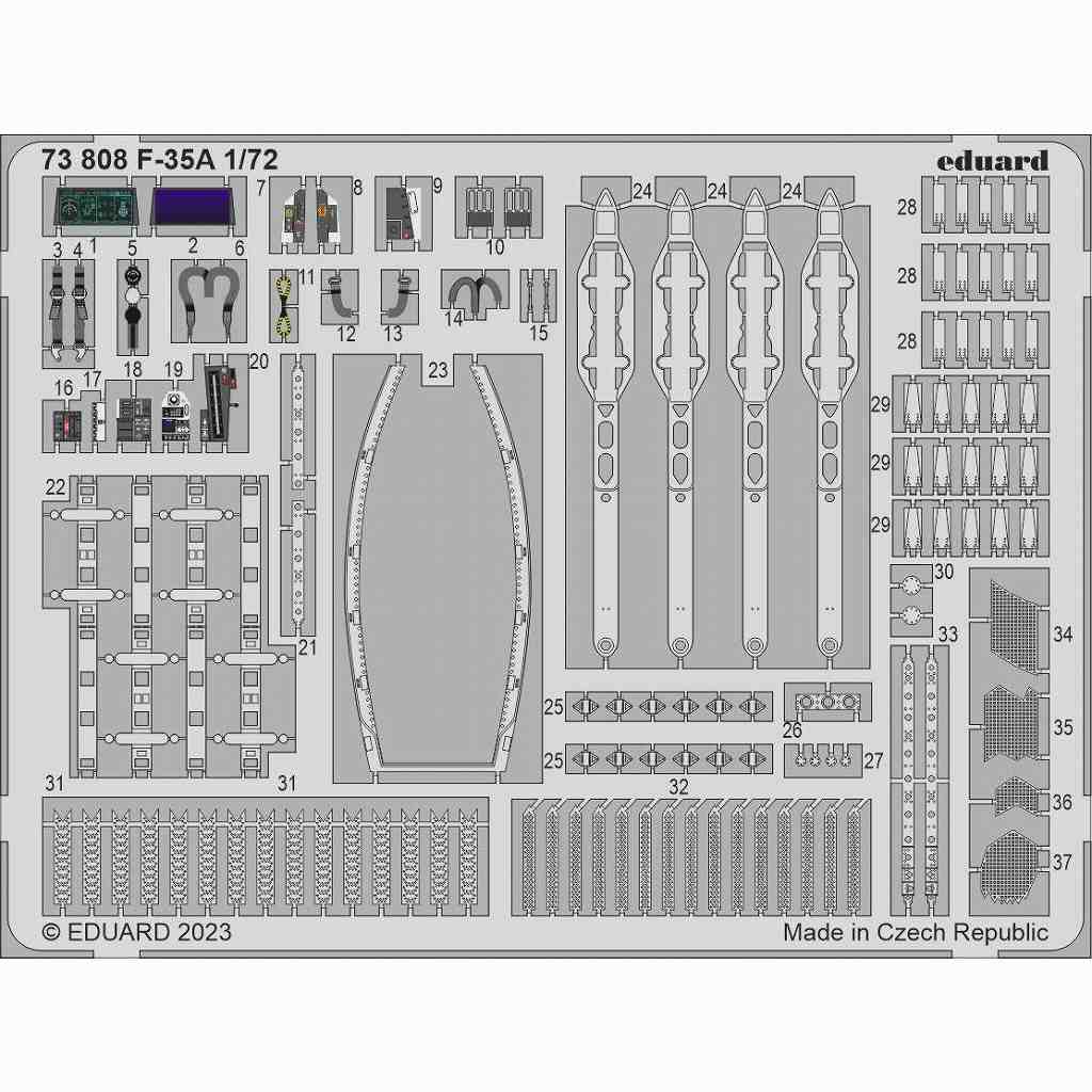 【新製品】73808 塗装済 1/72 F-35A ライトニングII エッチングパーツ (タミヤ用)