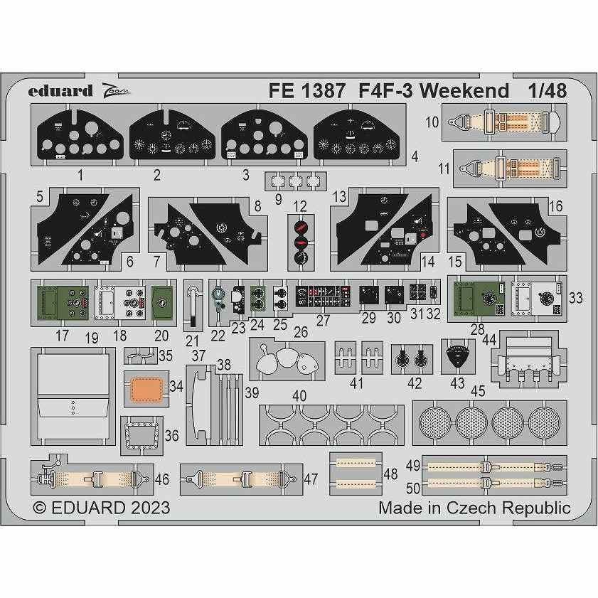 【新製品】FE1387 塗装済 1/48 グラマン F4F-3 ワイルドキャット ズームエッチングパーツ (エデュアルド用)