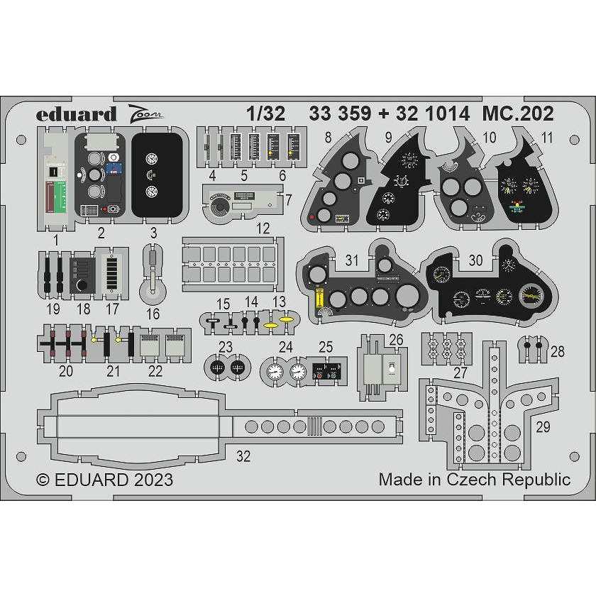 【新製品】33359 塗装済 1/32 MC.202 ズームエッチングパーツ (イタレリ用)