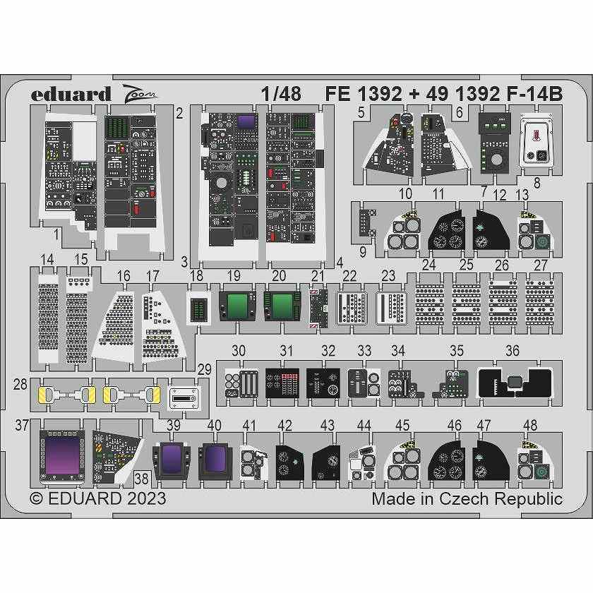 【新製品】FE1392 塗装済 1/48 F-14B ズームエッチングパーツ (グレートウォール用)