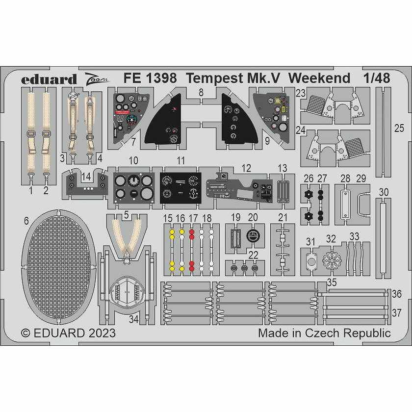 【新製品】FE1398 塗装済 1/48 ホーカー テンペスト Mk.V ズームエッチングパーツ(エデュアルド用)