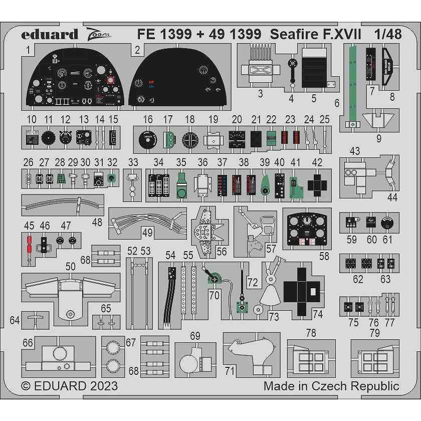 【新製品】FE1399)塗装済 1/48 シーファイア F.XVII ズームエッチングパーツ(エアフィックス用)