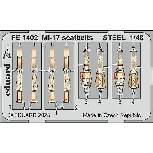 【新製品】FE1402 塗装済 1/48 Mi-17 シートベルト (ステンレス製) (トランぺッター用)