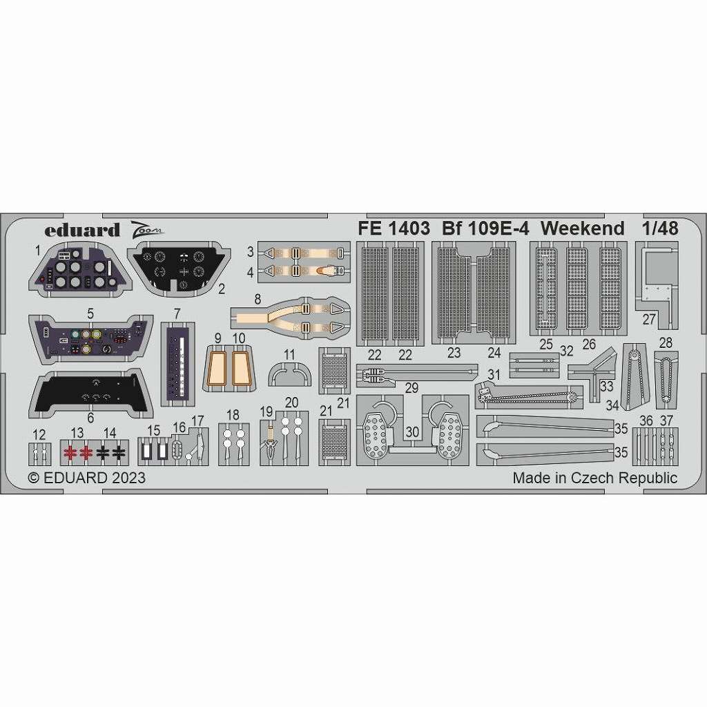 【新製品】FE1403 塗装済 1/48 Bf109E-4 ウィークエンドエディション ズームエッチングパーツ (エデュアルド用)